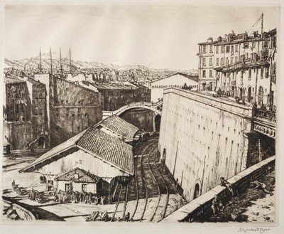 Tågskjul, Marseilles av Muirhead Bone