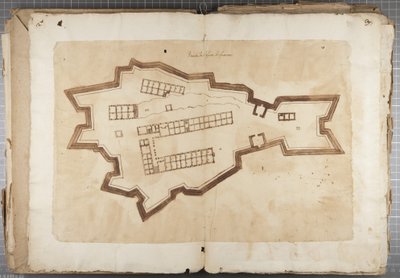 Portfölj med teckningar av Mutio Oddi från Urbino och andra - Port of Fuentes, c.1635-40 (penna och bläck på papper i inbunden volym) av Muzio Oddi