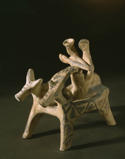 Vagn, från Marcopoulos grav, Attika, sen heraldisk period IIIA-IIIB, 1400-1200 f.Kr. (terrakotta) av Mycenaean