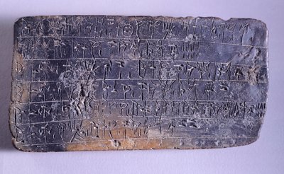 Tablett inskriven i linjär B, terrakotta från Nestor Palaces arkiv i Pylos (Grekland), mykensk civilisation, ca 1200-talet f.Kr. av Mycenaean