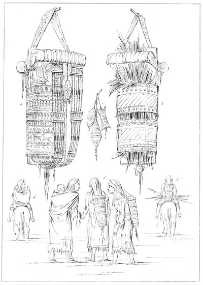 En Sioux-vagga och sätt att bära sina barn, 1841. av Myers and Co