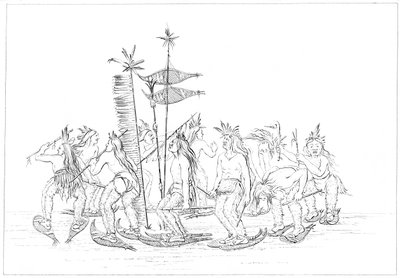Chippewa snöskodans, 1841. av Myers and Co
