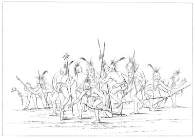 Discovery dance, Sac and Fox, Rock Island, Upper Mississippi, 1841. av Myers and Co
