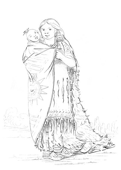 Indianskvinna och baby. av Myers and Co