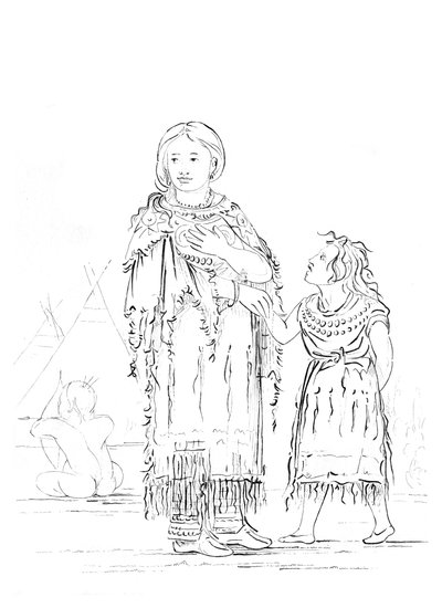 Indiansk kvinna och barn, 1841. av Myers and Co