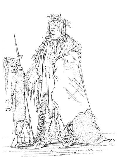 Porträtt av Iron Horn, indianman, 1841. av Myers and Co