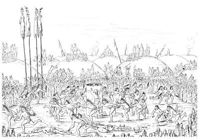 Religiös ceremoni, Mandan Village. av Myers and Co