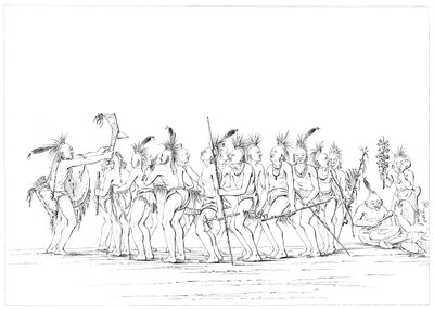 Slavdans, Sac and Fox, Rock Island, Upper Mississippi, 1841. av Myers and Co