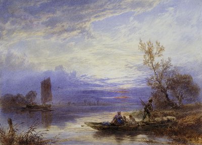 En färja vid solnedgången, av Myles Birket Foster