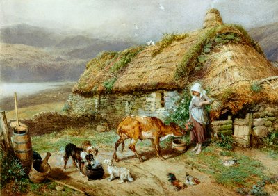 A Highland Bothy (bc och wc på papper) av Myles Birket Foster