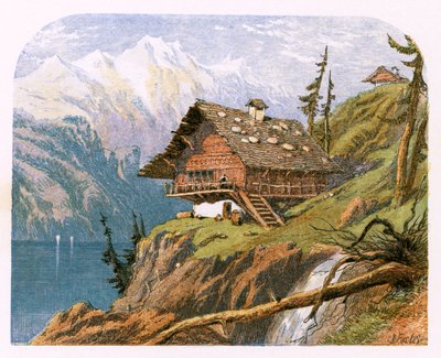 Illustration för "The Traveller" av Myles Birket Foster