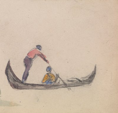 En av en grupp på tre studier av gondoler av Myles Birket Foster