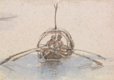 En av en grupp på tre studier av gondoler av Myles Birket Foster