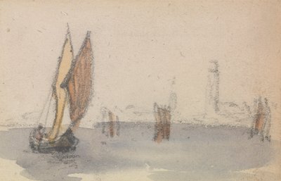 En av en grupp av tre studier på den venetianska lagunen av Myles Birket Foster