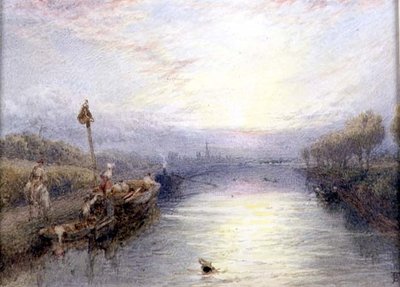 Flodlandskap (akvarell) av Myles Birket Foster