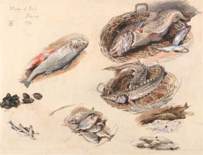 Studie av fisk, Venedig av Myles Birket Foster