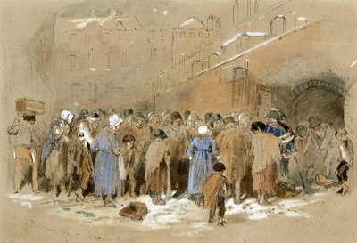 The Distribution of Coals (akvarell  bodycolour på papper) av Myles Birket Foster