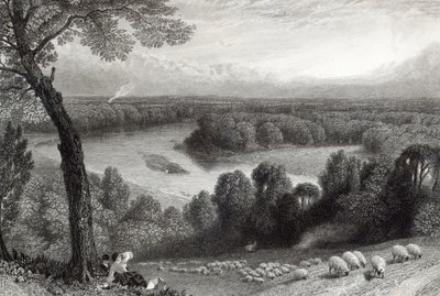 Themsen från Richmond Hill, graverad av J. Saddler, tryckt av Cassell, Petter och Galvin av Myles Birket Foster