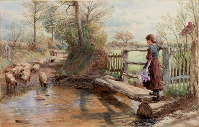 Utsikt i Surrey, ca 1863-1890 (Akvarell och gouache) av Myles Birket Foster
