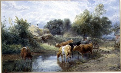 Vattningstid (akvarell) av Myles Birket Foster