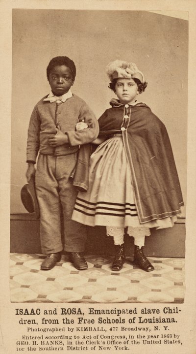 Isaac och Rosa, frigivna slavbarn, från de fria skolorna i Louisiana,1863-1864 (foto) av Myron H. Kimball