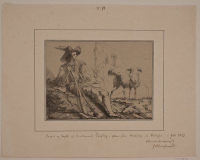 Sittande jägare och en hund av N.B. Krossing