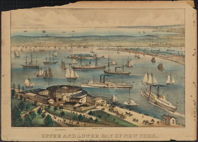 Upper and Lower Bay of New York, c.1881 av Nathaniel Currier