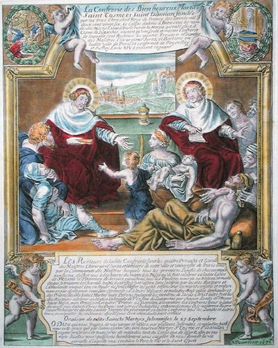 SS. Cosmas och Damian botar de fattiga av N. Picart