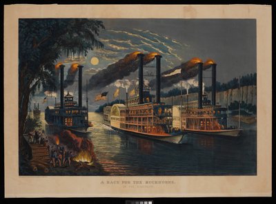 En tävling om Buckhorns på Mississippi av N. and Ives J.M. (1824 95) Currier