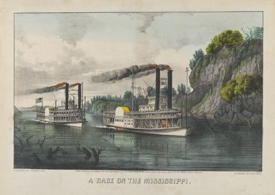 Ett lopp på Mississippi av Currier and Ives