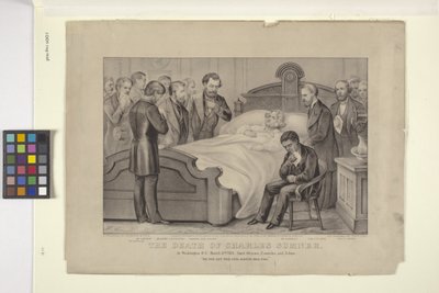 チャールズ・サムナーの死（リトグラフ）スウェーデン語 av N. and Ives J.M. (1824 95) Currier
