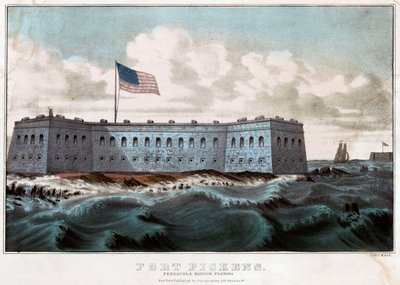 Fort Pickens: Pensacola Harbor, Florida, ca 1860 (färglitografi) av Currier and Ives