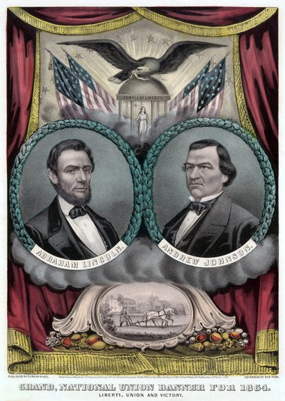 Grand National Union Banner för 1864 (färglitografi) av Currier and Ives