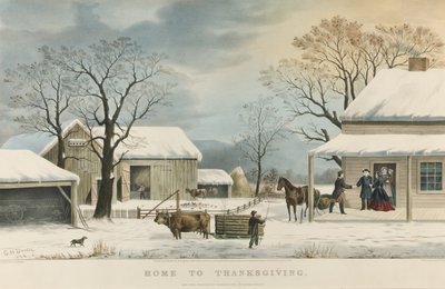 Hem till Thanksgiving av Currier and Ives