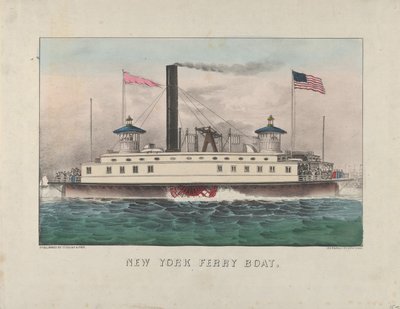 New York Ferry Boat, c.1860-65 (handfärgad litografi) av Currier and Ives