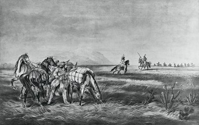 Fred eller krig, Möte mellan indianerna och vita jägare, utgiven av Colin Simkin av Currier and Ives