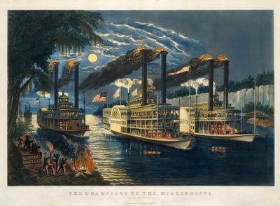 The Champions of the Mississippi – "A Race for the Buckhorns" av Currier and Ives
