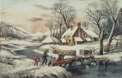 The Ingleside Winter, pub. av Currier & Ives (tryck) av N. Currier and Ives J.M.