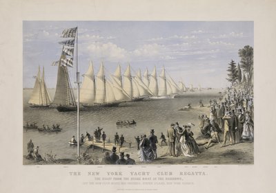 New York yacht club regatta, ca 1869 (färglitografi) av Currier and Ives