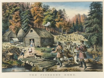 Pionjärens hem vid västra gränsen av Currier and Ives