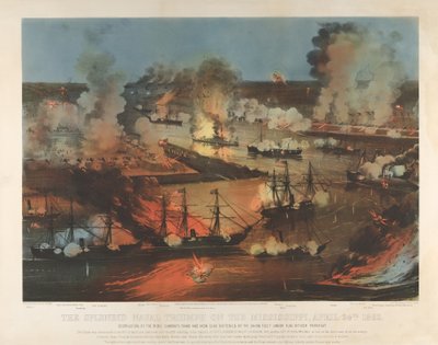 The Splendid Naval Triumph på Mississippi, 24 april av Currier and Ives