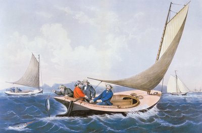 Trolling efter blå fisk utanför Maines kust av Currier and Ives