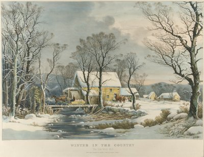 Vinter på landet, The Old Grist Mill av Currier and Ives