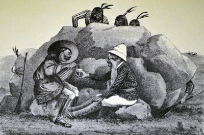 Currier & Ives Illustration 1800-talet. En ylande dyning på krigsstigen av N. and Ives, J.M. Currier