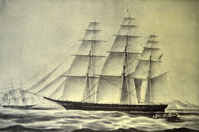Currier & Ives Illustration 1800-talet. Clipperskeppet Hurricane av N. and Ives, J.M. Currier