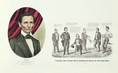 Hon. Abraham Lincoln, USA:s 16:e president, 1860 av N. and Ives, J.M. Currier