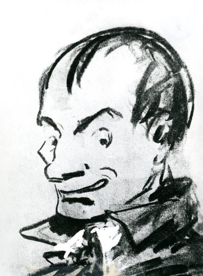 Karikatyr av Charles Baudelaire (1821-67) (penna på papper) (s/v foto) av Nadar