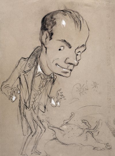 Baudelaire häpnar framför en död häst och på ryggen. Representation av Charles Baudelaire poet francais (1821-1867) av Nadar