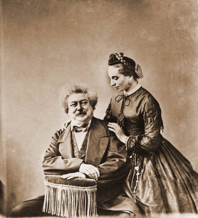 Porträtt av Alexandre Dumas pere, romanförfattare 1802-1870 och hans dotter Marie Dumas 1831-1878 (foto) av Nadar