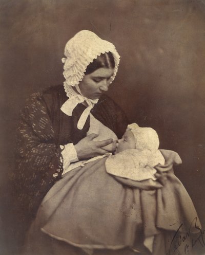 [Paul Nadar vid bröstet av sin våta sjuksköterska], 1856. av Nadar